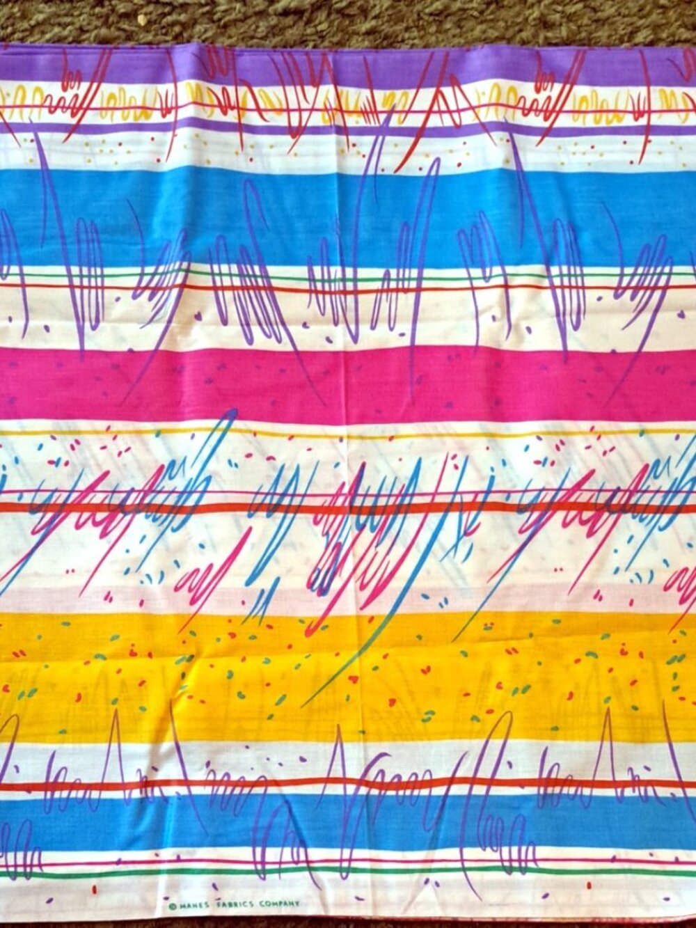 PURPLE TEAL PINK & White Stripe Cotton Fabric 45" x 2 1/2 yards